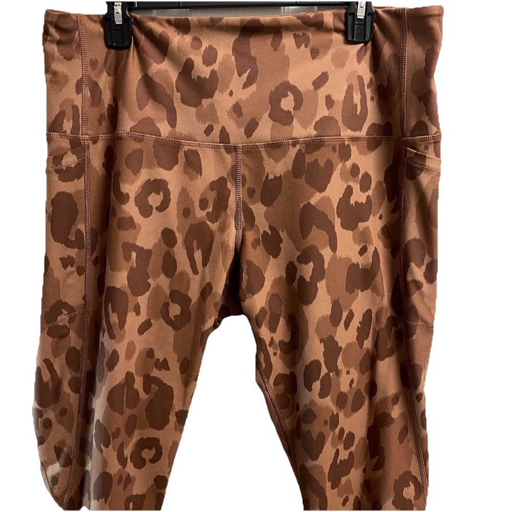 DSG Women's Tonal Leopard Mink Shadow Workout Leggings Brown Sz. 2XL EUC